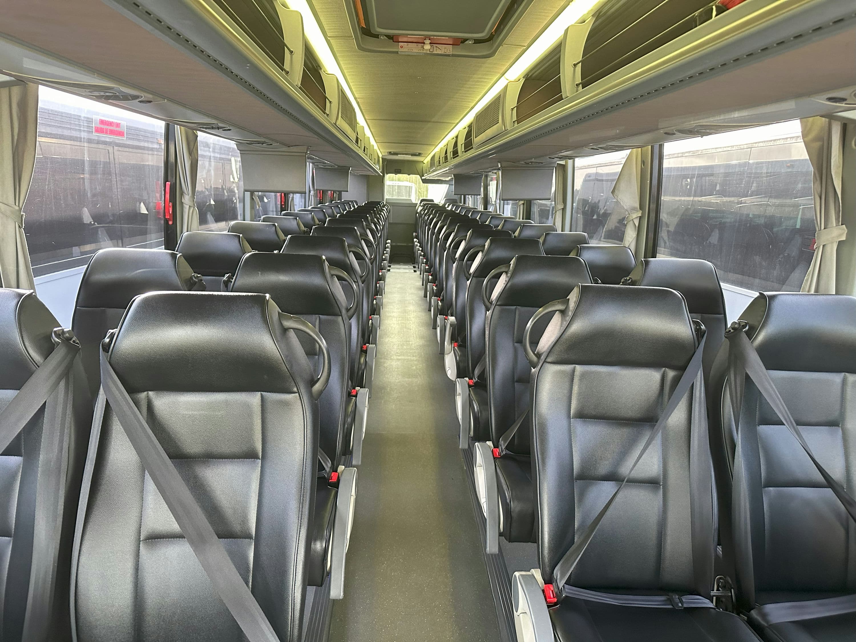 EZ Bus motorcoach leather interior seating